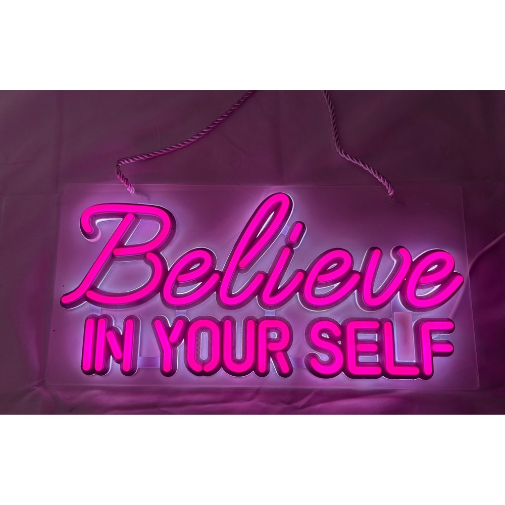 Believe In Yourself LED Neon Sign Pink Inspirational Wall Decor Light Up Art